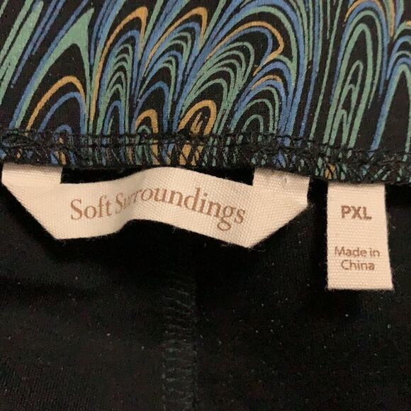 SOFT SURROUNDINGS MARBLED PEACOCK PRINT PANTS SIZE PXL‎ - Picture 6 of 8